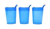 3 x Medi-Inn Adult Convalescent Drinking / Feeding Cup / Beaker with Lip Spout (250ml) Blue