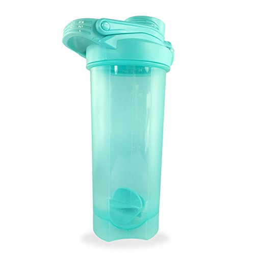 Blenderbottle, Sportflasche Trinkflasche mit Blenderball, Knopf-Design Klippverschluss & Schraubverschluss zur Dicht, Mixer für Sport, Büro und Alltag, 700ml/24oz