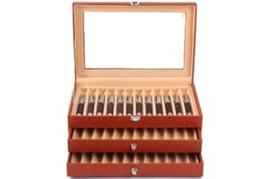 Maestrorelojero - Vetrinetta collezionismo per 36 penne stilografiche, poliuretano Orange (arancione)