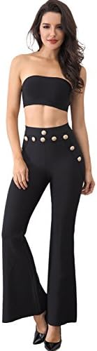 Miss Water Tight-Bell-Bottoms Women Pant -Black Maxi Pant Club Bodycon Damen Party Pant Sexy Elegant S