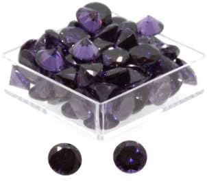 Birth Stone Jewels 6mm Purple Amethyst Round Brilliant Cut Cubic Zirconia Gem Stones Pack of 2