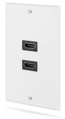 Fosmon Technology - Placca murale a 2 porte HDMI, con porta HDMI placcata oro ad alta velocità e Ethernet integrata, colore: Bianco