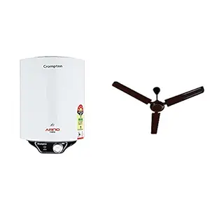 Crompton Arno Neo ASWH-3015 15-litres 5 Star-Rated Storage Water Heater (White) & Crompton Hill Briz 48-inch Ceiling Fan (Brown)