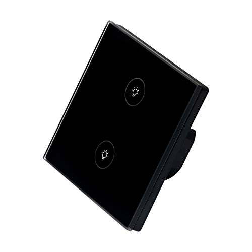 Preisvergleich Produktbild GT Intelligente Schalter, WiFi Intelligente Lichtschalter Gehärtetes Glas Berührungsempfindlich Einfache Installation Kompatibel mit Alexa Und Google Home Kein Hub Erforderlich (1-Wege-2-Gang)
