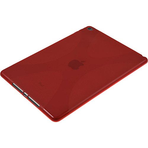 PhoneNatic Case für Apple iPad Air 2 Hülle Silikon rot X-Style Cover iPad Air 2 Tasche + 2 Schutzfolien - 5