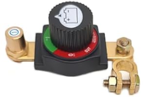 Primasage Coupe Batterie, En Laiton Coupe Circuit Batterie, 12v-48v, Isolateur Interrupteur de Batterie pour Voitures, Motos, Caravanes et Yachts