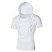 Produktbild Crazboy Herren Stilvolle Persönlichkeit Tops Tees Kurzarm Mann mit Kapuze lässig T-Shirt Bluse(Large,Weiß)