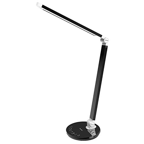 ZoeeTree L7 Lámpara de Mesa Plegable LED Flexo de Escritorio (11W, 4 Modos, 5 Niveles de Brillo, Puerto de USB para Cargar, Control Táctil, Bajo Consumo de Energía)(Black)