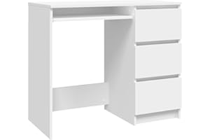 vidaXL Escritorio de Ordenador Despacho Ejecutivo Oficina Estudio Robusto Estable Simple Madera Contrachapada Blanco 90x45x76 cm