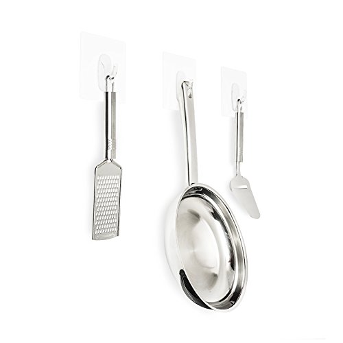 Zauber-Haken 5x Jumbo 10cm | ohne Bohren | flexibel einsetzbare Tür-Haken | Wand-Haken für Geräte, Utensilien | Kleider-Haken für Jacken, Schals, Gürtel | wiederverwendbare Badezimmer-Haken | 4,5kg belastbar | transparent - 4