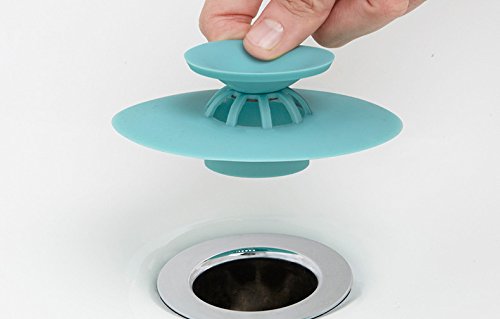 Q4U ® 2 in1 Silikon Badewanne Ablauf Stop & Badezimmer Haar Catcher Abfluss Sieb Displayschutzfolie weiß - 5