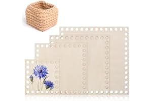 WUISOLQP Set di 4 ripiani in vimini per uncinetto, pavimento in legno naturale, per lavori fai da te, 10/15/17/20 cm quadrato