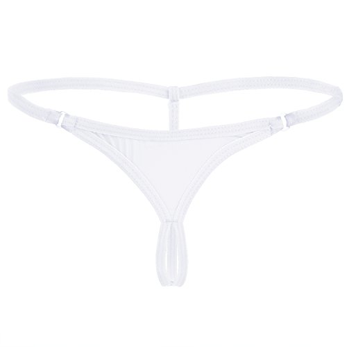 TiaoBug Tangas de Hilo Braguitas Eróticas Sin Entrepierna Slip Nergo con Tirantes Ajustables Sexy Bikini Lencería para Mujeres Blanco Tamaño Único