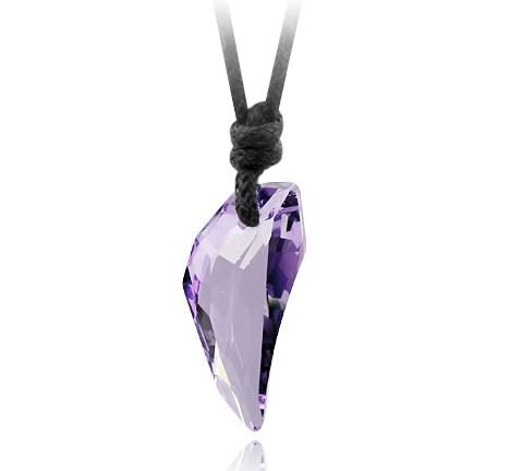 Wunschkristall Halskette Lederhalskette Damen und Herren Unisex Österreichisches Kristall (Lila) Wunschkristall Halskette Lederhalskette Damen und Herren Unisex Österreichisches Kristall (Lila) Bilder