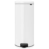 Brabantia NewIcon - Cubo de basura de pedal de 30 litros, color blanco