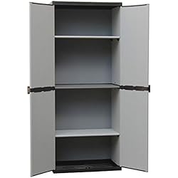 Adventa Armoire en résine avec étagères 2 Portes (intérieur/extérieur), Gris Noir, 68 x 39,5 x 168