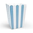 Blue Striped Popcorn Holders- 10PC Carnival Parties Mini Paper Popcorn and Candy Containers, Party Supplies for Movie Nights,Great for Kids Party, (Blue)