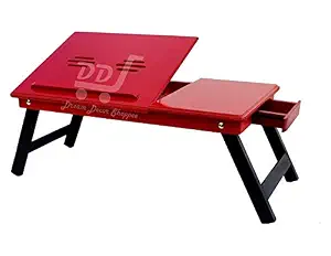 DDS Dream Decor Shoppee Portable Laptop Table Adjustable Height with 1 Drawer (Red)