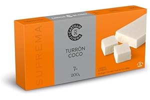Castillo de Jijona - Torrone di cocco - Torrone Tradizionale - Morbido con intenso sapore tropicale - Senza glutine - Qualità Suprema - Ricetta artigianale - Made in Spagna (Jijona) (200, grammi)