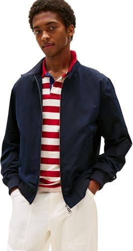 Tommy Hilfiger Uomo Giacca da Mezza Stagione Harrington con Zip, Blu (Desert Sky), XS