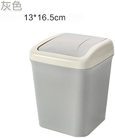 Dapanji The creative desktop Trash Can plastic crates desk living room w/cover refuse to admit barrels, Gray
