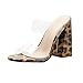 Produktbild BIKETAFUWY Sandalen Damen Sommer Schuhe Leopard Gedruckt Flip-Flops Absatz Mädchen Plateau Grobe Absatz Schnalle Transparent Schmalen Ausgehöhlte Pantoffeln