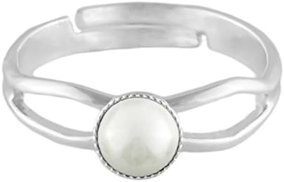 Rings 925 Silver Plated Minimalist Adjustable Universal Size Round 5mm White Chalk Luster Czech Glass Stone Handmade BohemStyle