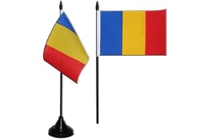 Flaggenfritze Tischflagge/Tischfahne Rumänien + gratis Aufkleber