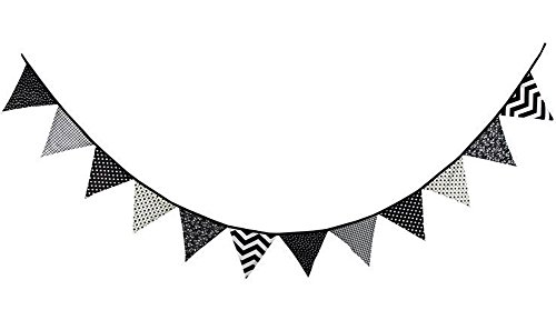 Colourful Fabric Bunting Flags,Double Sided Cotton Bunting for Festival Party Decorations,3.2 Meters 12 Flags (Black and White) reviews Colourful Fabric Bunting Flags,Double Sided Cotton Bunting for Festival Party Decorations,3.2 Meters 12 Flags (Black and White)