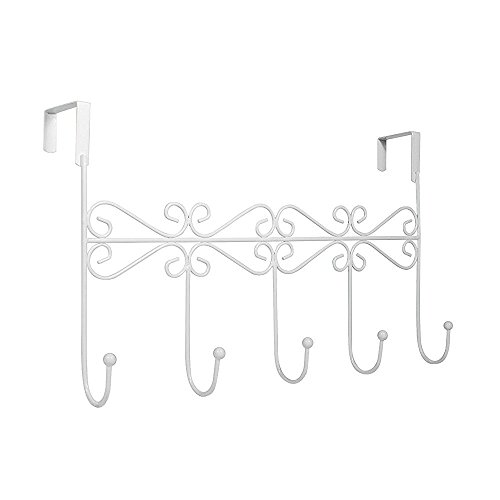 Viemode Über Der Tür Eisen 5 Haken Türhaken für Tasche,Kleidung, Mäntel, Hüte, Roben, Handtücher (Weiß)
