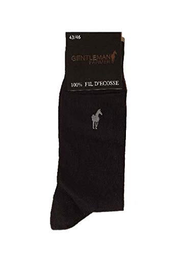 GENTLEMAN FARMER Lot De 6 Paires De chaussette Homme Fil D'Écosse Noir