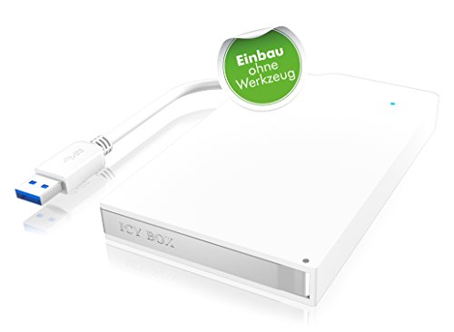 Icy Box IB-AC606-U3 Externes Gehäuse für 2,5 Zoll HDD & SSD, USB 3.0 Anschluss (UASP), werkzeuglos & integriertes USB-Kabel, weiß - 5