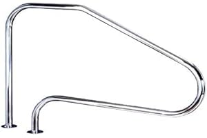 YMBERSA 87468013.Pasamanos baranda de bajada para piscina FX L.1219mm A.Inox AISI 316L Dos puntos de apoyo un escalón con tramo recto de 203 mm + tramo inclinado pletinas + tornillos + tacos + embellecedores