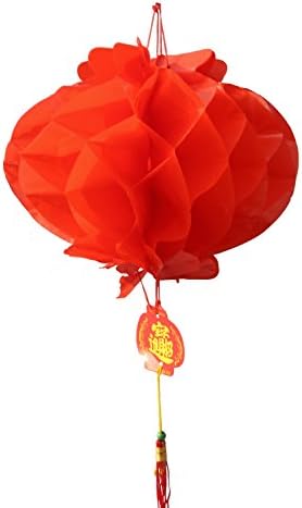 2 X 35CM RED CHINESE CONCERTINA STYLE PLASTIC LANTERNS