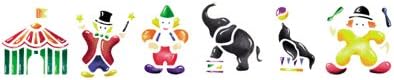 Maxicraft85550 Set of 6 Stencils for Airbrush/Circus Theme