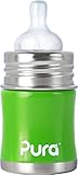 Pura Kiki Infant Bottle Natural Vent Teat (5 oz, Spring Green)