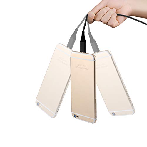 Liamoo   3en1 C  ble Magn  tique USB Chargeur en noir avec 3 adaptateurs     Lightning     USB Type C     Micro USB     Multiple- C  ble de Charge Rapide avec LED     Nylon brais  