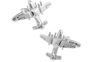 Gemelolandia | Spinki do mankietów Avion Lockheed C-130 Hercules Oryginalne spinki do mankietów na koszule | Dla mężczyzn i chłopców | Prezenty na wesela, komunie, chrzciny i inne wydarzenia, Biały,