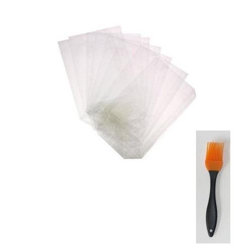 Viva-Haushaltswaren - 20 große Geschenktüten Klarsichtbeutel / Cellophan - Beutel / Bodenbeutel für Kekse, Pralinen,etc. transparent 18 x 30 cm inkl. einem Silikon- Pinsel (Farbe je nach Verfügbarkeit)