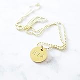  Personalisierte Kugelkette 925er Silber Gold mit Münzanhänger M  Namenskette Monogrammkette Initialkette 