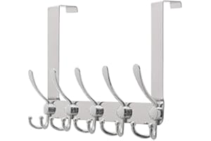 wyewye Appendiabiti da Porta, Attaccapanni da Porta, in Alluminio, Nessuna Perforazione Richiesta, Gancio Leggero per Telaio Spesso 4.3 cm, Letto, Bagni, Sale Studio(40 cm/Argento, 15 Ganci)