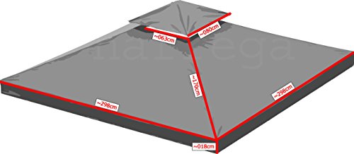310g/m² Ersatzdach WASSERDICHT Beige ca. 3x3m Dach Pavillon Pavillion Pavillondach WASSERFEST - 4