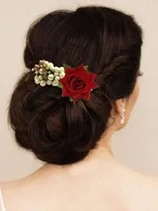 Hair Flare Hair Accessories for Women 1940 Pins Artificial Flowers Accessories for Weddings (Red)