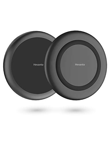 Hevanto Cargador Inalámbrico [2 Pack] Qi 7.5W Cargador Inducción Rápida para iPhone 11/11 Pro/11 Pro MAX/XS MAX/XR/XS/X/8+/8,10W para Galaxy S10/S10+/S10E/S9/ S9+/Note 8, AirPods Pro(NO Adaptador)