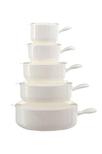 Premier Housewares 0805331 Mikrowellengeschirr, Polypropylen, mit Deckel + Griffen, Weiß, 5 Stück - 3