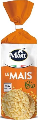 Matt, Le Mais Bio, Gallette di Mais Croccanti e Senza Lievito, Snack Senza Glutine, Ideali a Colazione, Merenda o Durante i Pasti, Confezione 130g