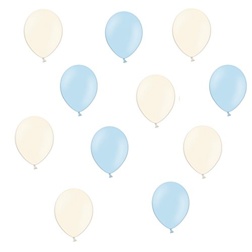 50 x Luftballons je 25 Creme & Hellblau - ca. Ø 28cm - 50 Stück - Ballons als Deko, Party, Fest, Baby, Junge, Mädchen, Geburt, Hochzeit - Farbe Creme & Hellblau - für Helium geeignet - twist4®