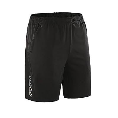 CLOUSPO Short Sport pour Homme Séchage Rapide Short de Course avec Poches Zippées Léger Respirant pour Jogging Entraînement Gym Fitness été (Noir, EU L)