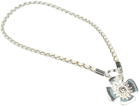 Beads R UsWhite Braid Real Leather and Sterling Silver Clip & lock clasp, clip and stopper opener - For snap clasps and Clips on Pandora and all European charm bracelets.