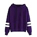 Produktbild Leey Damen Pullover Streifen Casual Mädchen Kapuzenpullover Hoodie Sweatshirt Hoodies Elegant Kleidung Pullis Sweatshirt Streetwear Winterpullover Hip Hop Coole Klamotten (S, Lila)